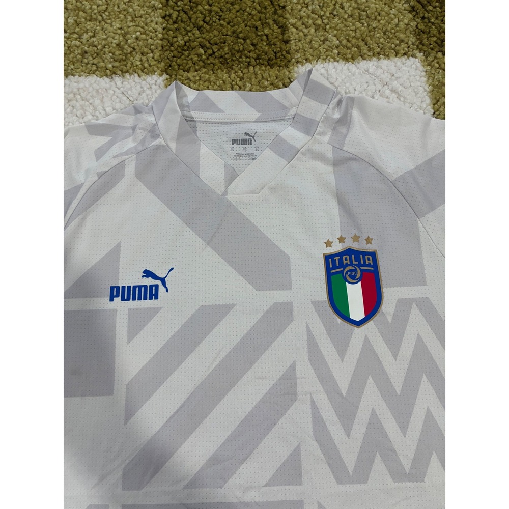 Puma Italy FIGC Soccer Jersey Mens XL White Grey Geometric DryCell Training Top - Picture 2 of 9
